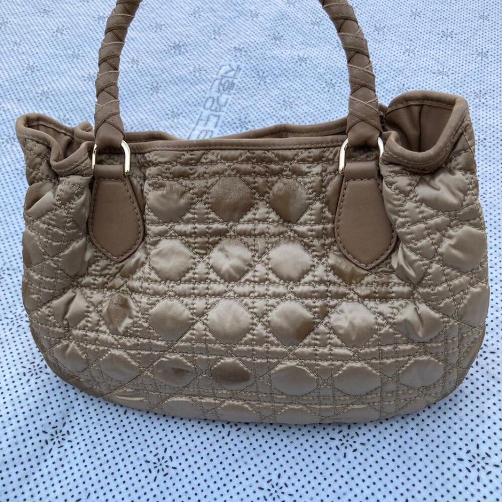 Christian Dior Women Metallic Brown Quilted Cannage Bag Lady Dior Tote Handbag - Picture 7 of 13